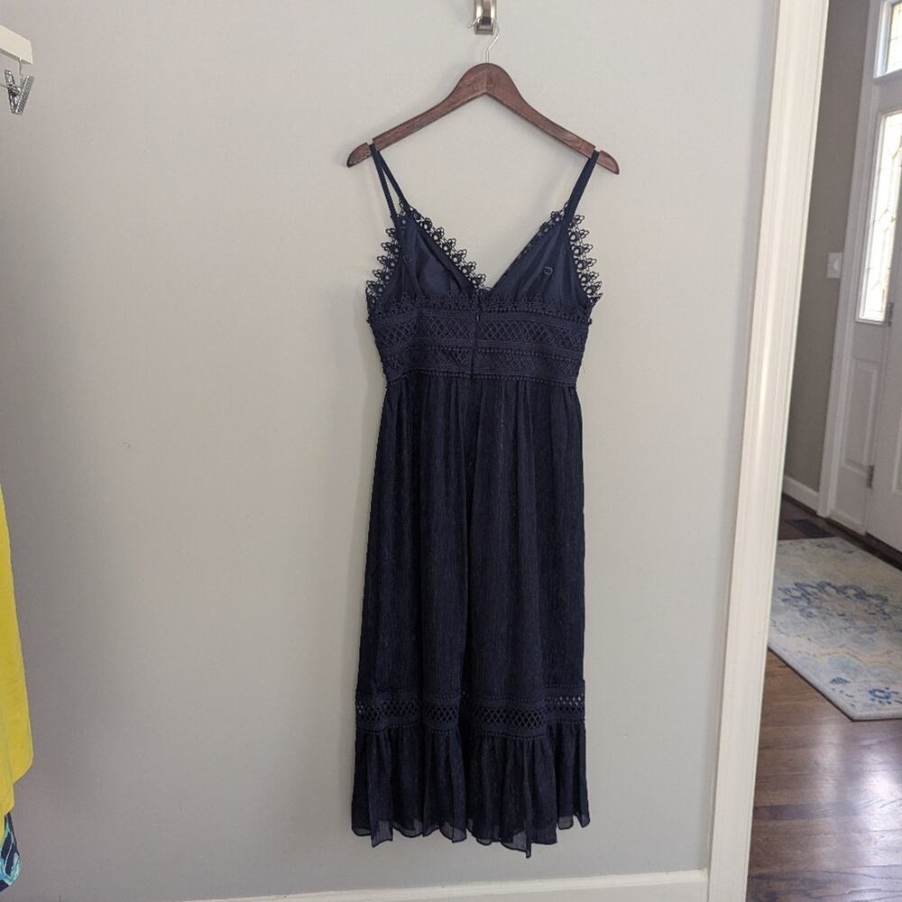 Women's Donna Morgan 8 Navy Blue Shimmer Metallic Dress Cocktail Formal - Picture 4 of 4